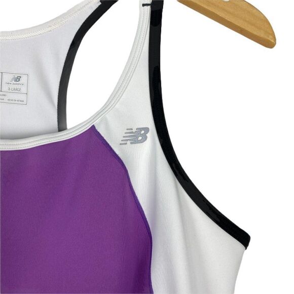 NEW BALANCE Women's Lined Purple White Color Block Lightning Dry Tank Top US XL - Picture 6 of 9